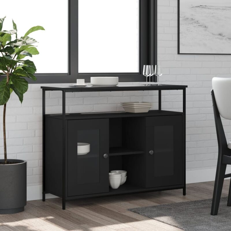 Vidaxl - Buffet noir 100x35x80 cm bois d'ingénierie