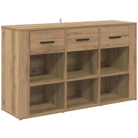 Buffet，Meuble de Rangement，Bahut Chêne artisanal 100 x 30 x 59,5 cm Bois d'ingénierie CFW557357