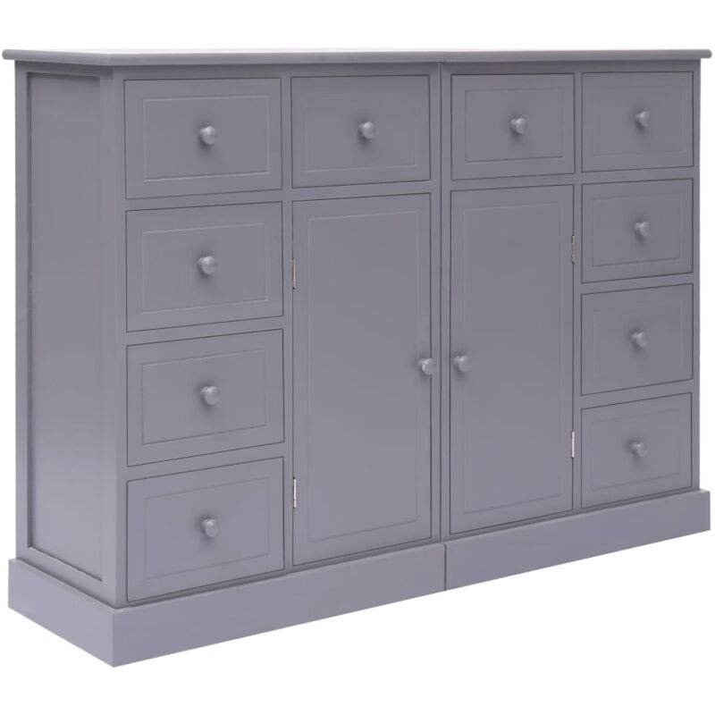 Buffet，Meuble de Rangement，Bahut pour Salon, Salle à Manger, Cuisine avec 10 tiroirs Gris 113x30x79 cm Bois CFW660883