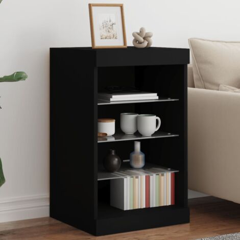 Buffet,Meuble de Rangement,Bahut pour Salon, Salle à Manger, Cuisine avec lumières LED noir 41x37x67 cm CFW480412