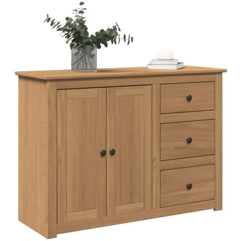 Buffet，Meuble de Rangement，Bahut pour Salon, Salle à Manger, Cuisine avec tiroirs Panama 112x40x80 cm bois massif de pin CFW19588