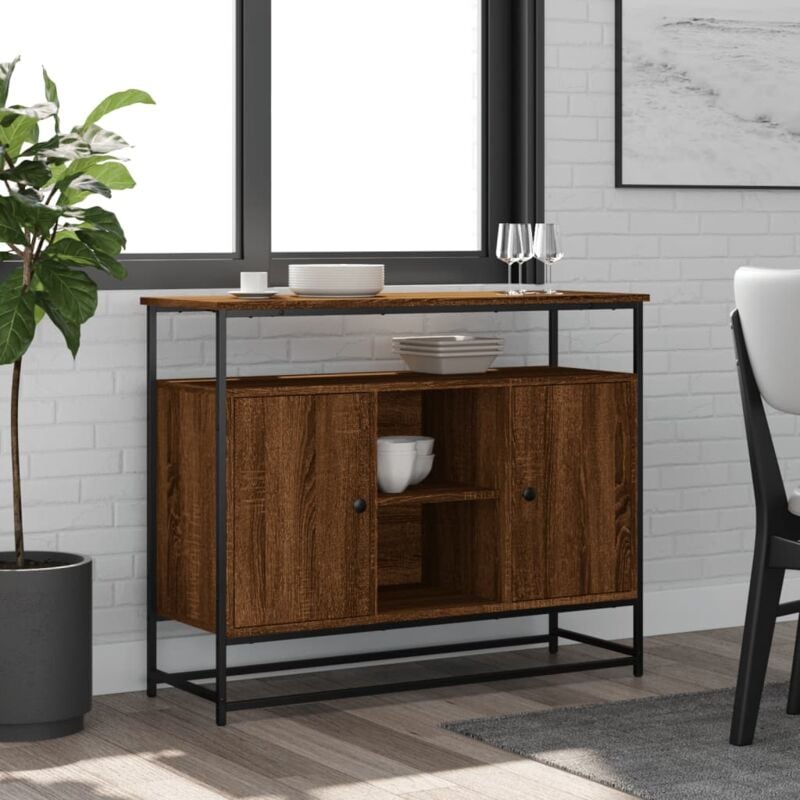 Buffet，Meuble de Rangement，Bahut pour Salon, Salle à Manger, Cuisine chêne marron 100x35x80 cm bois d'ingénierie CFW479436