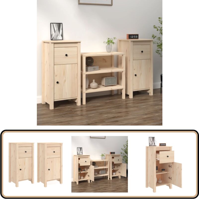 Vidaxl - Buffets 2 pcs 40x35x80 cm bois massif de pin - Buffet - Meuble De Rangement - Armoire - Bois Massif - Pin