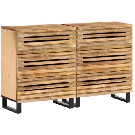 Buffets 2 pcs 60x34x75 cm bois de manguier massif brut vidaXL