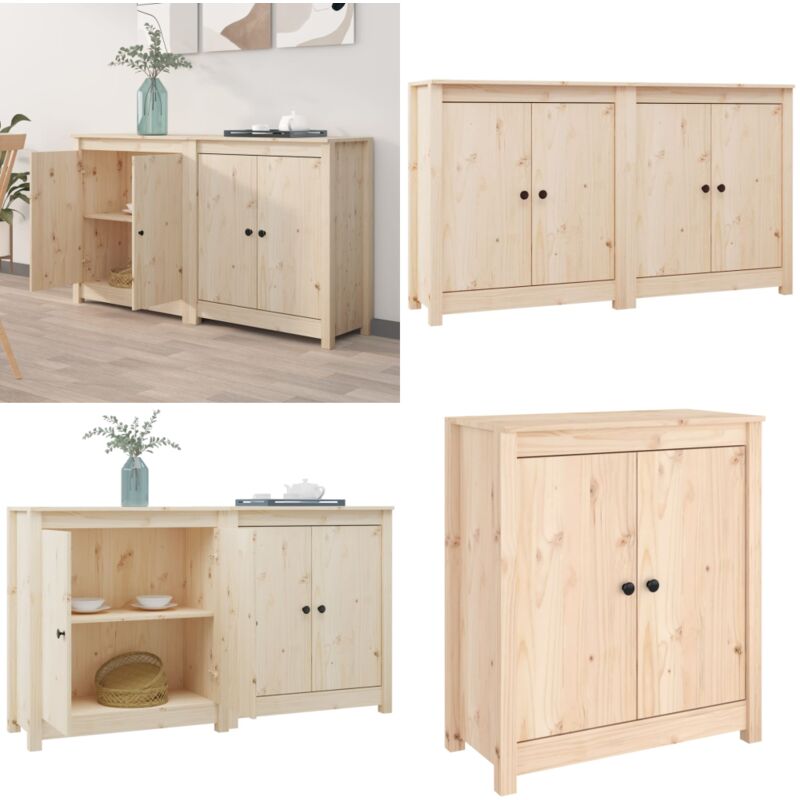 Buffets 2 pcs 70x35x80 cm bois massif de pin - Buffet En Bois - Meuble De Rangement - Bibliothèque - Commode - Mobilier De Salon - Home & Living
