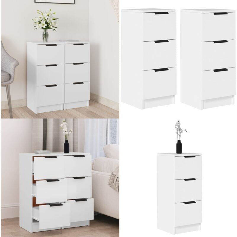 Vidaxl - Buffets 2 pcs blanc 30x30x70 cm bois d'ingénierie - Buffet - Meuble De Rangement - Commode - Bibliothèque - Mobilier Moderne - Home & Living