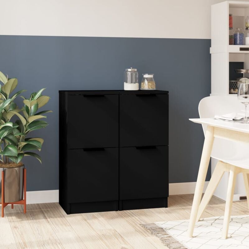 Vidaxl - Buffets 2 pcs noir 30x30x70 cm bois d'ingénierie