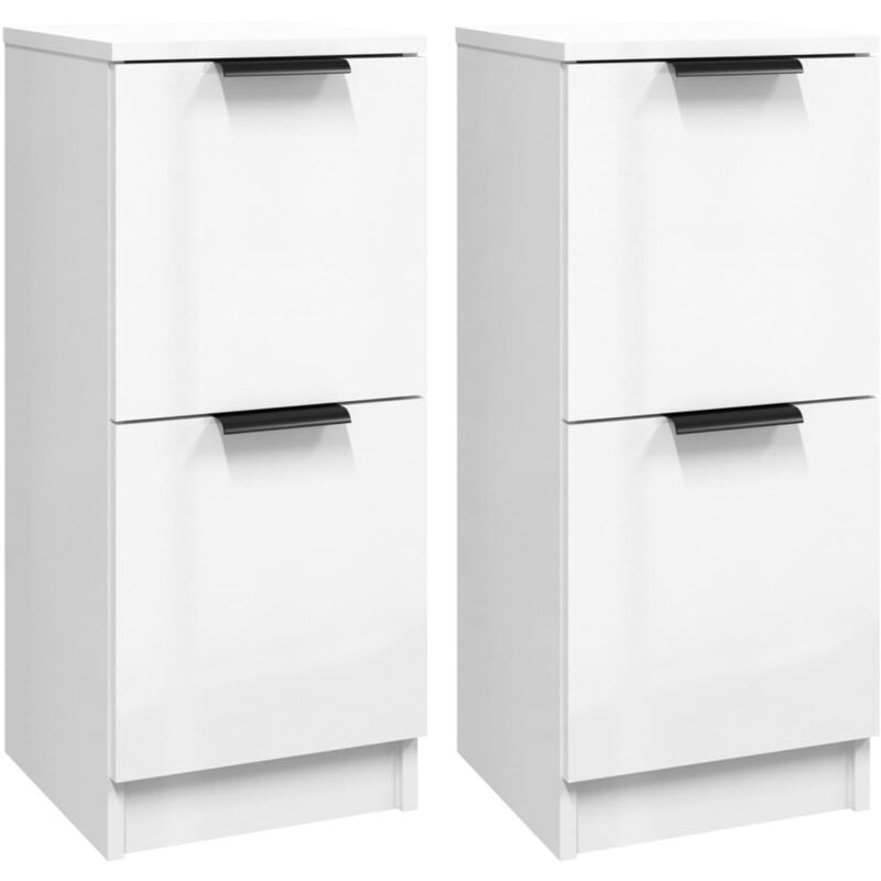 Vidaxl - Buffets 2 pcs Blanc brillant 30x30x70 cm Bois d'ingénierie
