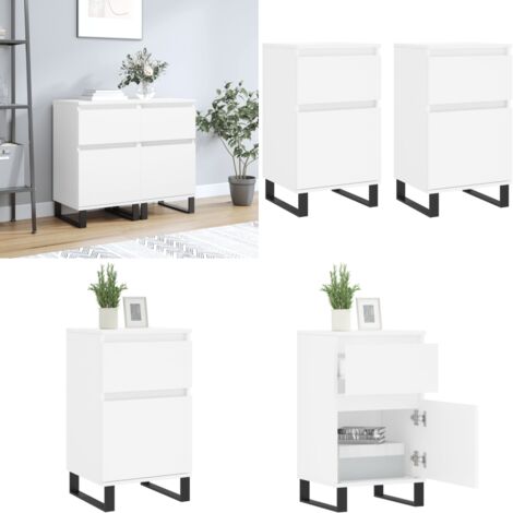 Buffets 2 pcs blanc 40x35x70 cm bois d’ingénierie - Buffet - Armoire - Meuble De Rangement - Mobilier - Cuisine - Home & Living