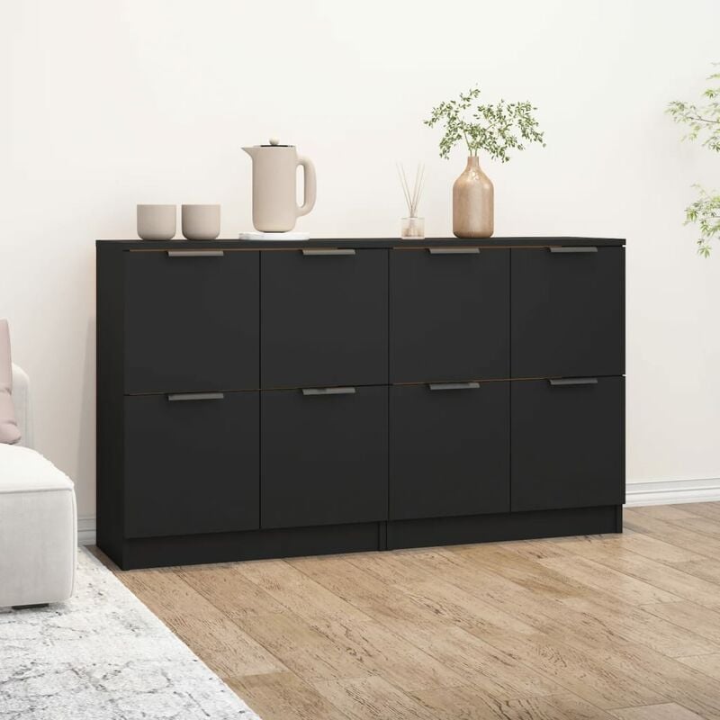 Vidaxl - Buffets 2 pcs Noir 60x30x70 cm Bois d'ingénierie