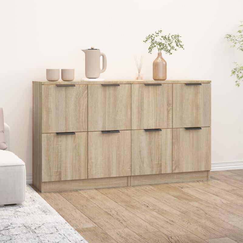Buffets 2 pcs Chêne sonoma 60x30x70 cm Bois d'ingénierie Vidaxl
