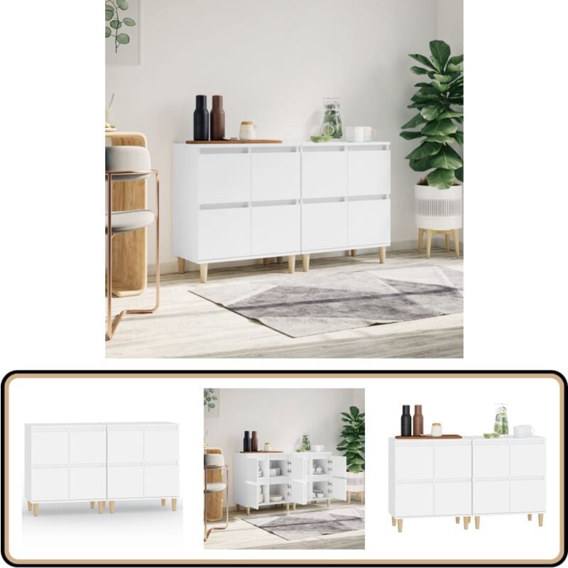 Vidaxl - Buffets 2 pcs blanc 60x35x70 cm bois d'ingénierie - Buffet Classique - Armoire Blanche - Meuble Rangement - Mobilier Salon - Décoration