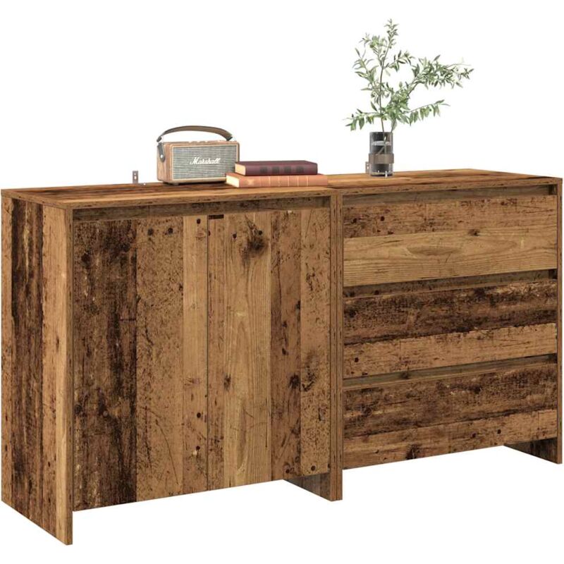 vidaXL Buffet 2 pcs vieux bois bois d'ingénierie