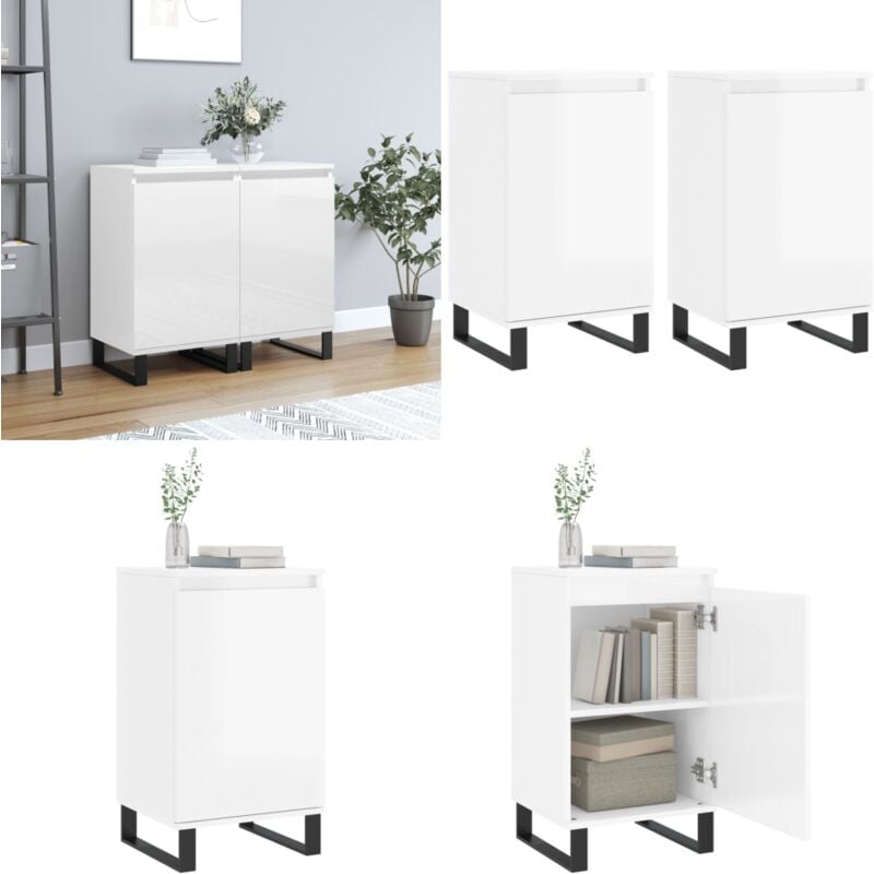 Vidaxl - Buffets 2 pcs blanc brillant 40x35x70 cm bois d'ingénierie - Buffet Design - Meuble Rangement - Armoire Cuisine - Mobilier Salon - Commode