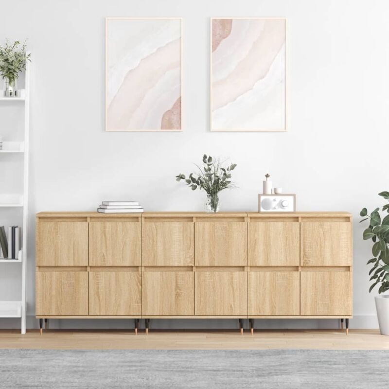Buffets 3 pcs Chêne sonoma Bois d'ingénierie Vidaxl