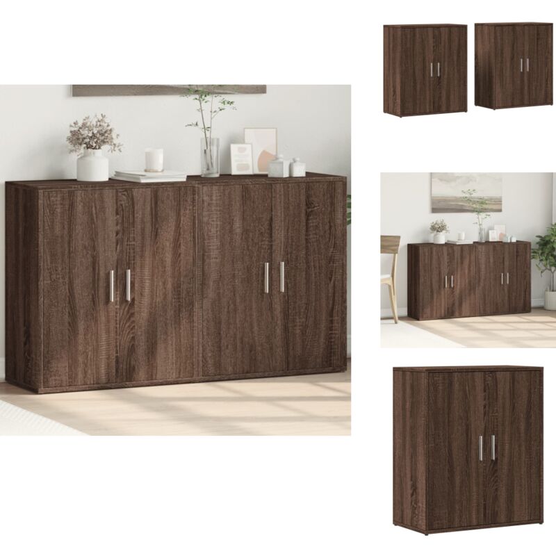 Vidaxl - Buffets 2 pcs chêne marron 60x31x70 cm bois d'ingénierie - Buffet - Armoire De Rangement - Meuble De Cuisine - Meuble tv - Commode