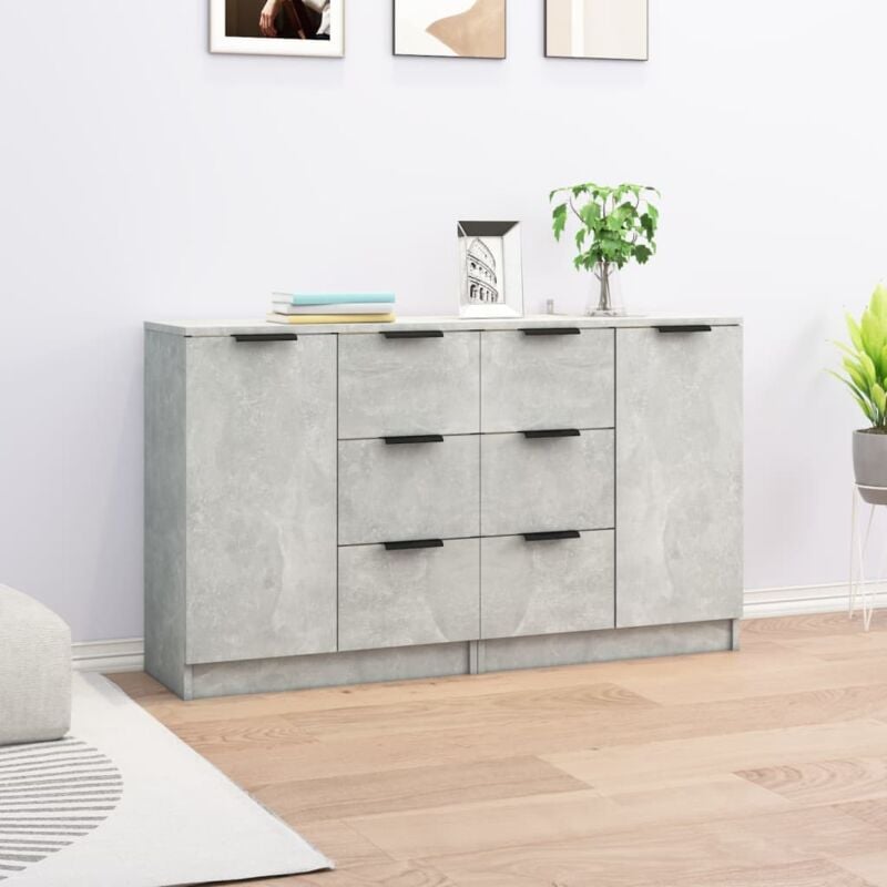 Vidaxl - Buffets 2 pcs Gris béton 60x30x70 cm Bois d'ingénierie