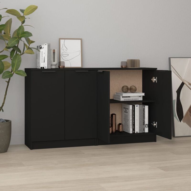 Vidaxl - Buffets 2 pcs Noir 60x30x70 cm Bois d'ingénierie