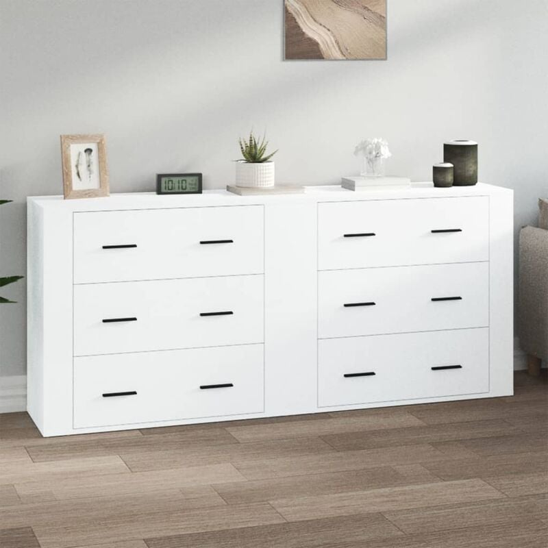 Vidaxl - Buffets 2 pcs blanc bois d'ingénierie