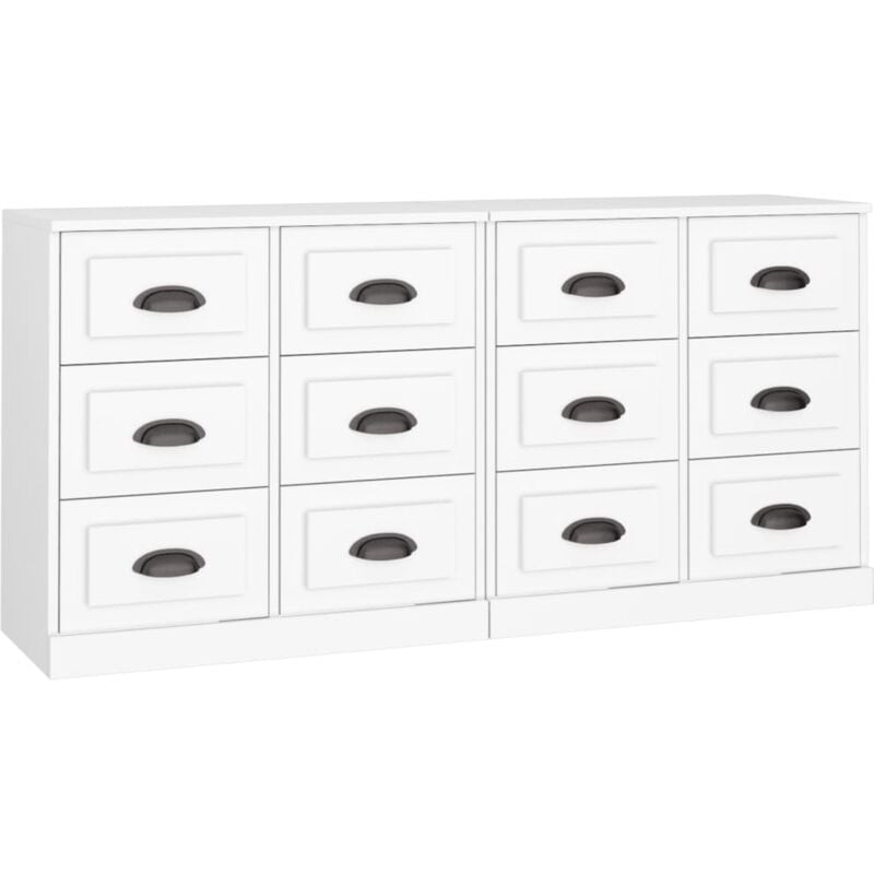 Vidaxl - Buffets 2 pcs blanc bois d'ingénierie