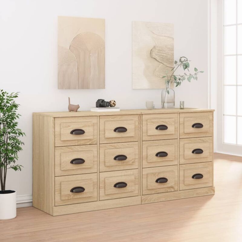 vidaXL Buffets 2 pcs chêne sonoma bois d'ingénierie
