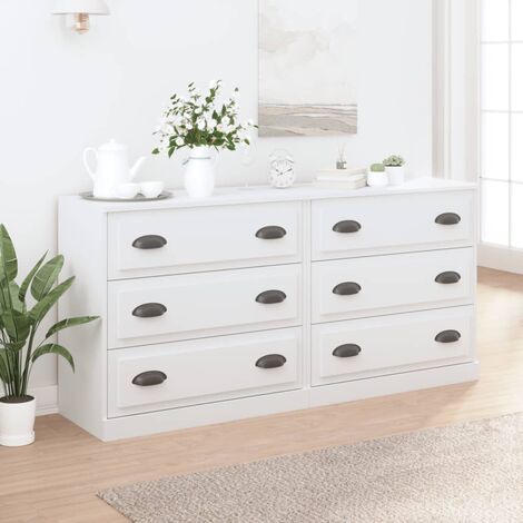 Buffets 2 pcs  Meuble de rangement Commode Bahut blanc bois d'ingénierie 14448