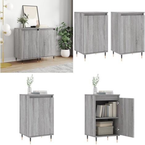 Buffets 2 pcs sonoma gris 40x35x70 cm bois d'ingénierie - Buffet Design - Meuble Rangement - Armoire Entrée - Commode Salon - Mobilier Chambre - Home & Living