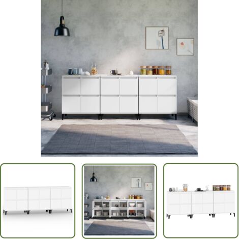 Buffets 3 pcs blanc 60x35x70 cm bois d'ingénierie vidaXL