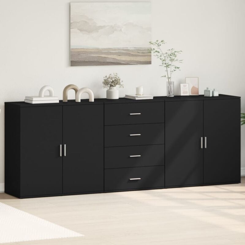 Vidaxl - Buffets 3 pcs noir bois d'ingénierie