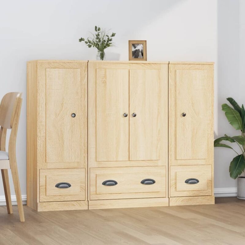 Buffets 3 pcs chêne sonoma bois d'ingénierie Vidaxl