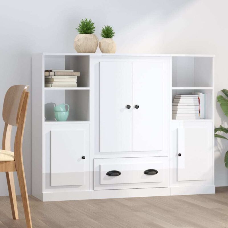Vidaxl - Buffets 3 pcs blanc brillant bois d'ingénierie