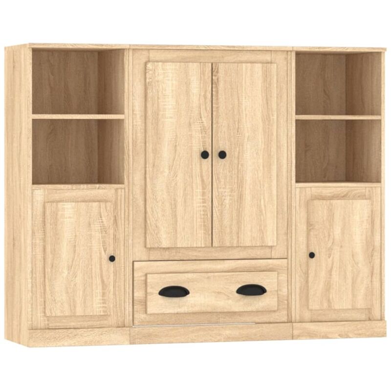 Buffets 3 pcs chêne sonoma bois d'ingénierie Vidaxl