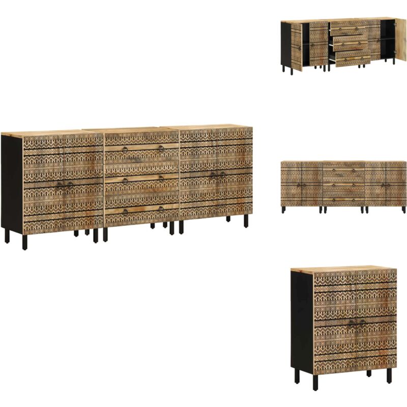 Vidaxl - Buffets 3 pcs bois massif de manguier - Buffet - Buffets - Armoire - Armoire