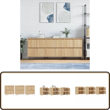 Buffets 3 pcs Chêne sonoma Bois d'ingénierie - Buffet Classique - Meuble De Rangement - Armoire - Commode - Bois D'ingénierie