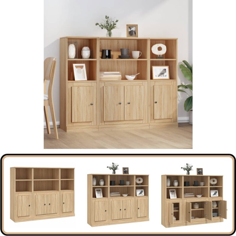 Buffets 3 pcs chêne sonoma bois d'ingénierie - Buffet - Meuble De Rangement - Armoire - Commode - Bois D'ingénierie