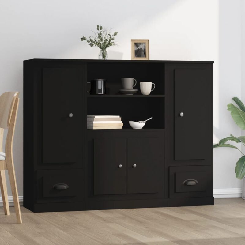 Vidaxl - Buffets 3 pcs noir bois d'ingénierie