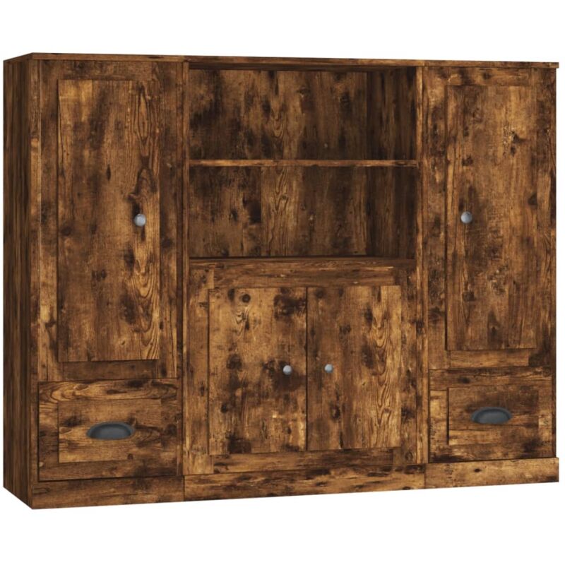 Vidaxl - Buffets 3 pcs chêne fumé bois d'ingénierie