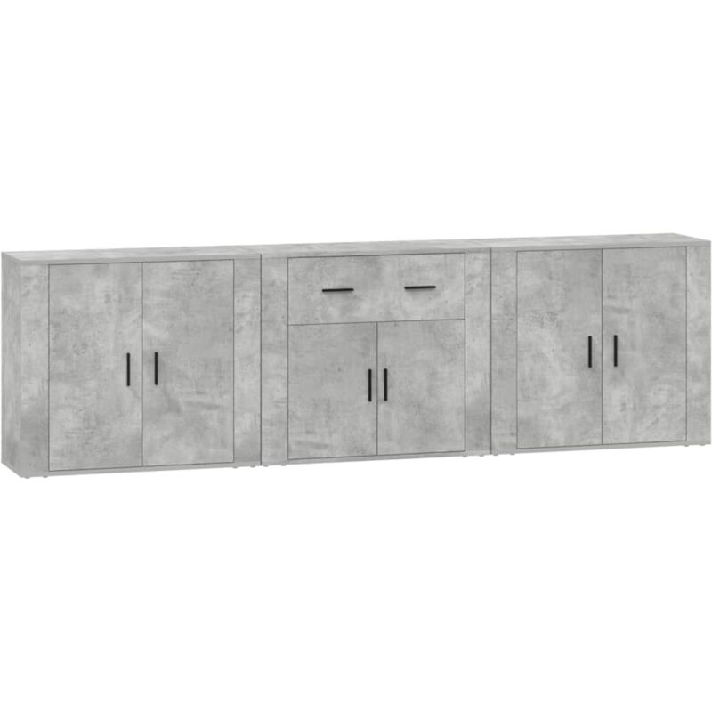 Vidaxl - Buffets 3 pcs gris béton bois d'ingénierie