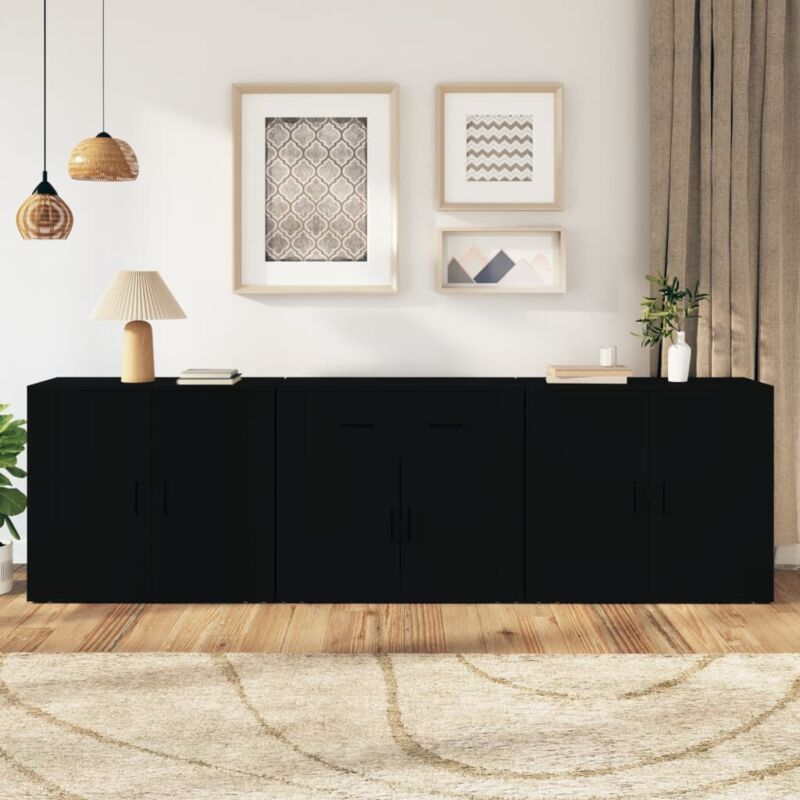 Vidaxl - Buffets 3 pcs noir bois d'ingénierie