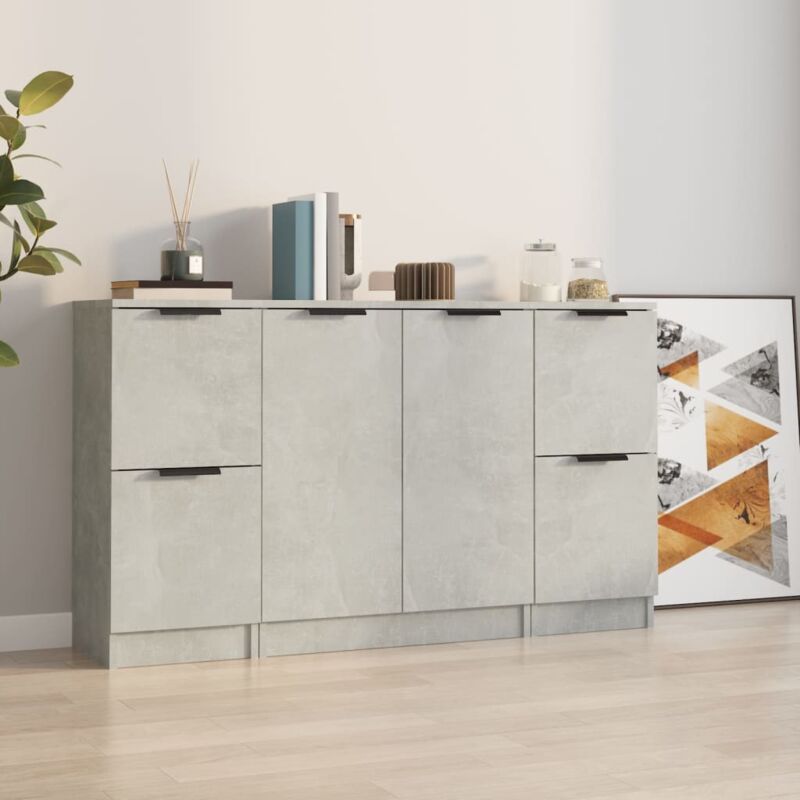 Vidaxl - Buffets 3 pcs gris béton bois d'ingénierie