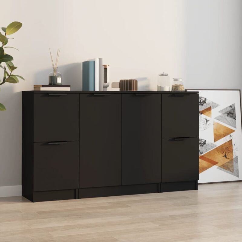 Vidaxl - Buffets 3 pcs noir bois d'ingénierie
