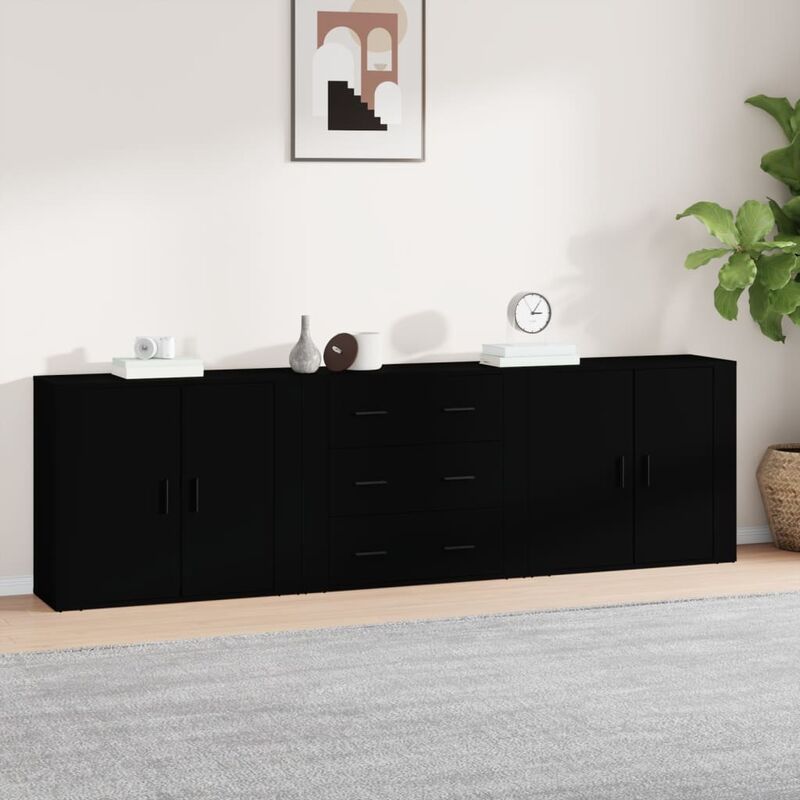Vidaxl - Buffets 3 pcs noir bois d'ingénierie