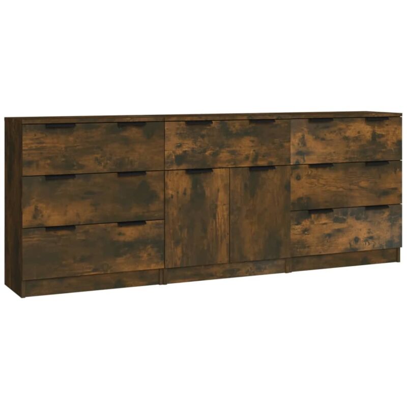 Vidaxl - Buffets 3 pcs Chêne fumé Bois d'ingénierie