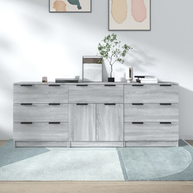 Vidaxl - Buffets 3 pcs Sonoma gris Bois d'ingénierie