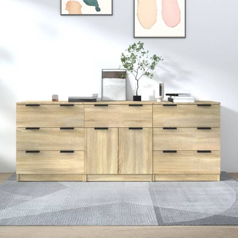 Vidaxl - Buffets 3 pcs Chêne sonoma Bois d'ingénierie