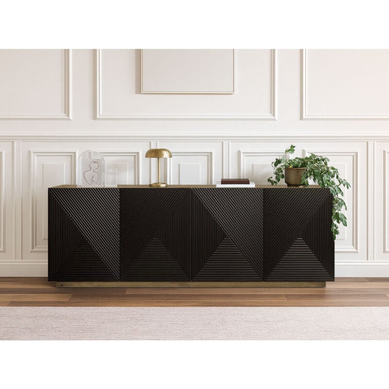 Buffet 4 portes 200 cm alice Chêne et noir - Bobochic