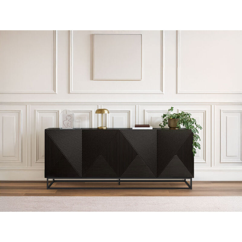 Bobochic - Buffet 4 portes 200 cm alice pieds en métal Noir
