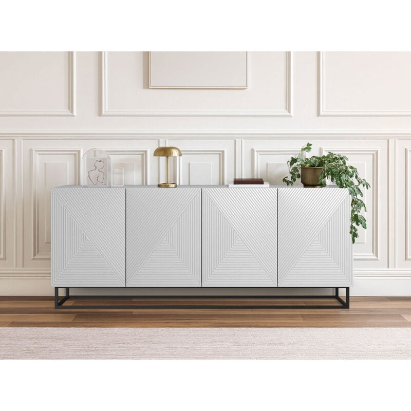 Buffet 4 portes 200 cm alice pieds en métal Blanc - Bobochic
