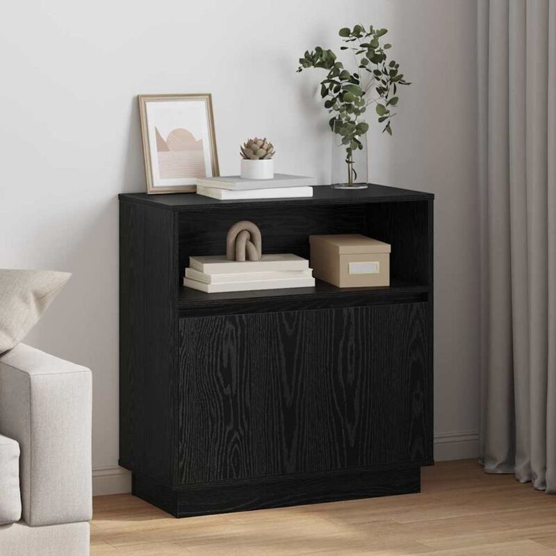 vidaXL Buffet LED Chêne noir 71 x 34,5 x 75 cm Bois d'ingénierie