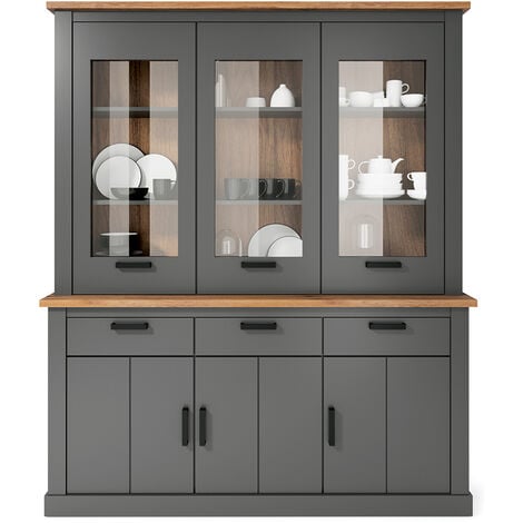 LOMADOX Buffetschrank, anthrazit mit Eiche, PADBORG-129